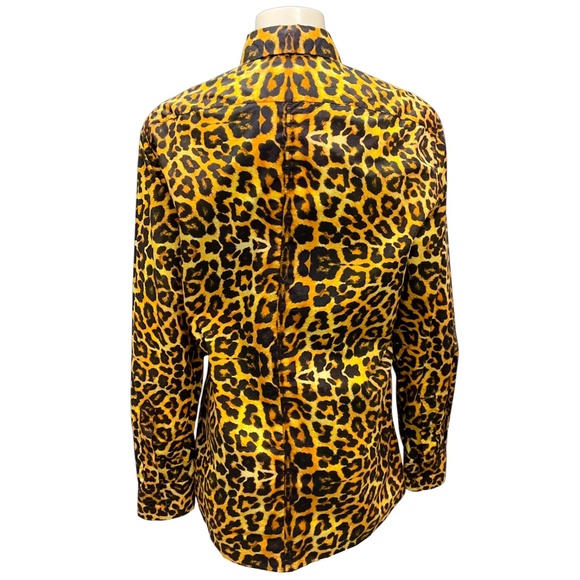 DRIES VAN NOTEN TAN LEOPARD PRINTED BUTTON FRONT COTTON BLOUSE - Picture 3 of 4